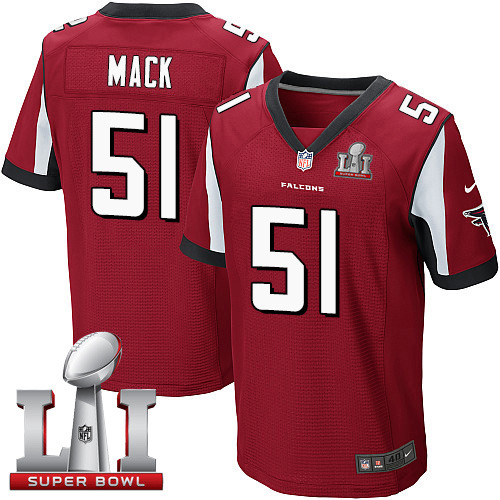 Nike Falcons #51 Alex Mack Red Team Color Super Bowl LI 51 Men's Stitched NFL Elite Jersey